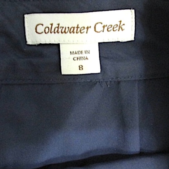 Coldwater Creek Cotton Navy Polka Dot Pencil Skirt, Size 8 - Picture 4 of 6
